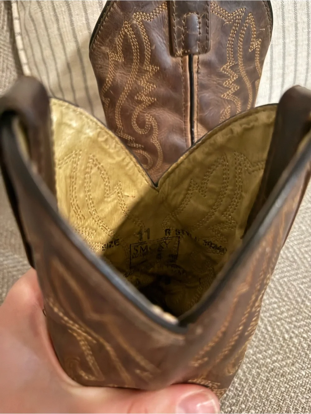 Youth Brown Leather Western Pull-On Boots